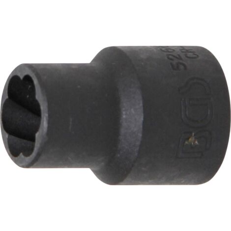 BGS Spiral-Profil-Steckschlüssel-Einsatz / Schraubenausdreher Antrieb Innenvierkant 12,5 mm (1/2") SW 12 mm - 5266-12