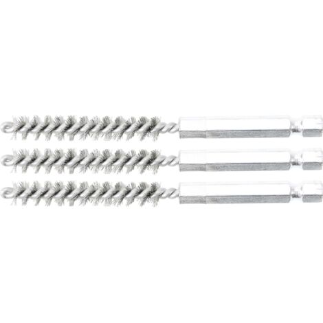 BGS Stahlbürste 8 mm Antrieb Außensechskant 6,3 mm (1/4") 3tlg. - 3078-8-S