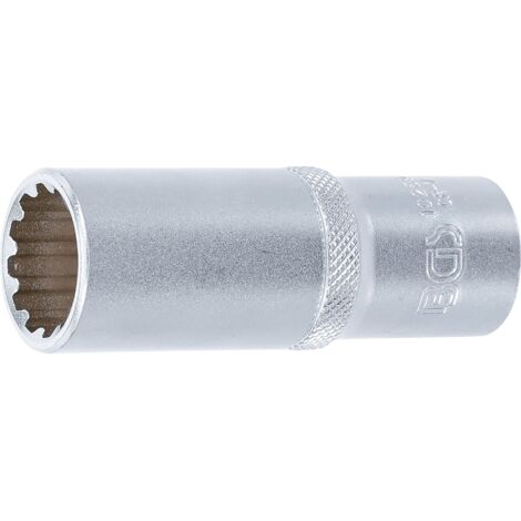 BGS Steckschlüssel-Einsatz Gear Lock tief Antrieb Innenvierkant 12,5 mm (1/2&quot) SW 19 mm - 10259