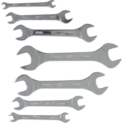 Bgs Technic – Assortiment de 7 clés fourches ultra minces – Dimensions de 6 à 23 mm – Épaisseur 3 mm – Finition chromée pour espaces restreints