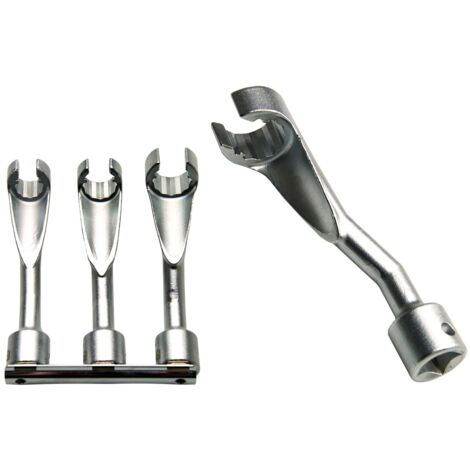 Bgs Technic – Clé à tuyauter pour injection 120 mm – Chromé mat – Lot de 3 clés 14-17-19 mm – Pour lignes d'injection diesel