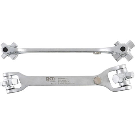 Bgs Technic – Clé de vidange spéciale 8-en-1 – 8 embouts pour tous véhicules – Têtes rotatives pour accès facile – Longueur 270 mm