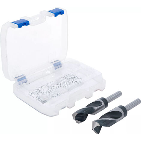 Bgs Technic – Coffret de forets à métaux 26-28 mm – Queue réduite 13 mm – Acier HSS pour coupe nette – 2 pièces pour perceuse