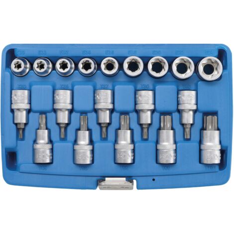 Bgs Technic – Coffret d'embouts et douilles Torx 1/2 – Acier chrome-vanadium – 10 douilles E10 à E24 – 10 embouts T20 à T70