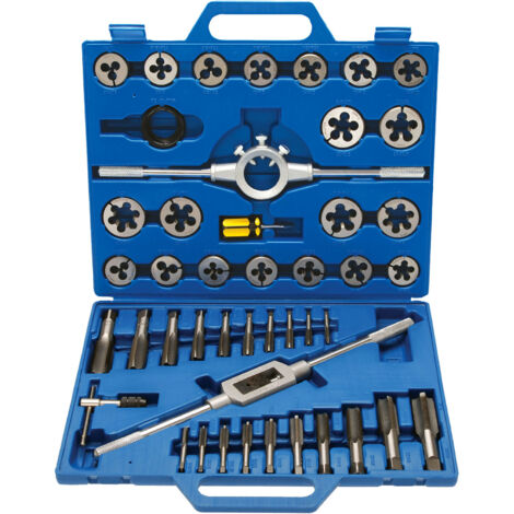 Bgs Technic – Coffret tarauds et filières M6 à M24 – 45 pièces en acier GCr15 – Pour filetages femelles et mâles précis – Rangement facile