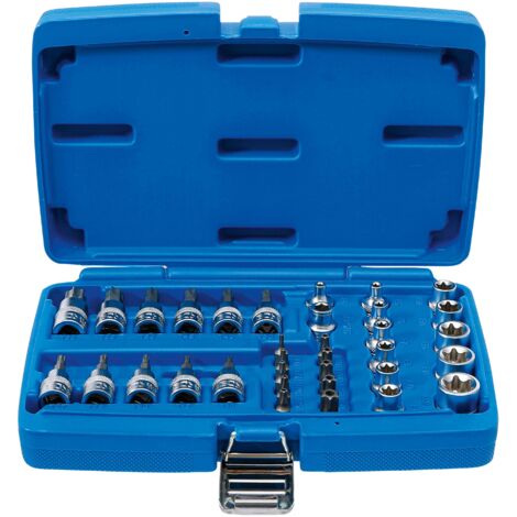 Bgs Technic – Douilles et embouts Torx 5021 – Jeu de 34 pièces – Acier chrome-vanadium – Pour espaces restreints – 10 douilles mâles et 12 femelles