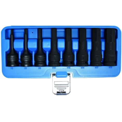 Bgs Technic – Coffret de 8 douilles à choc carré 1/2 – Acier chrome molybdène – Longueur 78 mm – Dimensions H 5 à H 19 pour mécanique