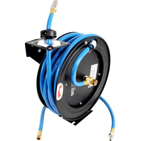 Bgs Technic – Enrouleur pneumatique automatique 15 mètres – Tuyau 12 mm – Raccord rapide 1/4 – Pression max 20 Bars – Construction en tôle d'acier