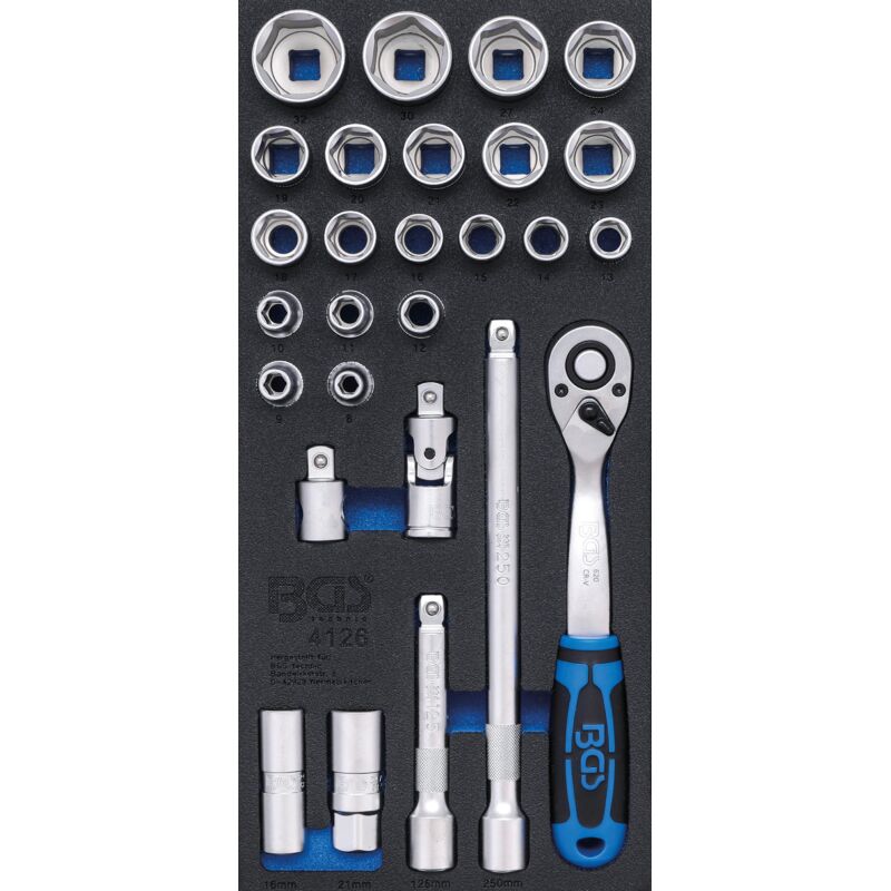 Bgs Technic - Insert de servante d'atelier 1/3 : Jeu de clé à douilles 12,5 mm (1/2) 27 pièces