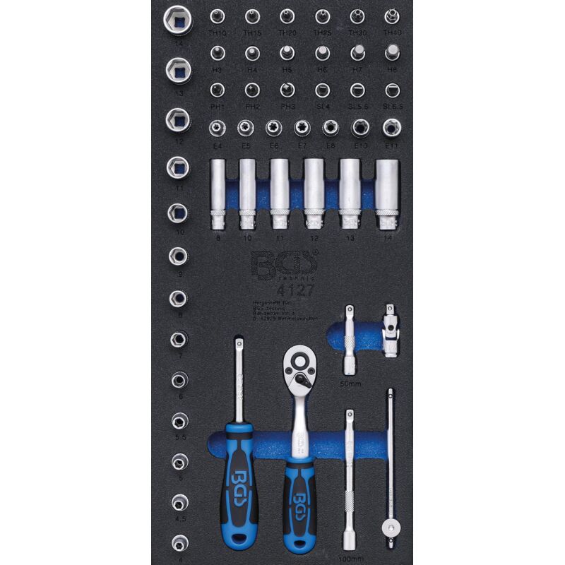 Bgs Technic - Insert de servante d'atelier 1/3 : Jeu de douilles 6,3 mm (1/4') 50 pièces