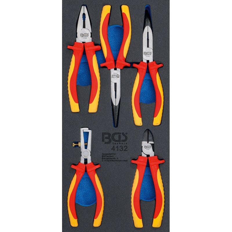 Bgs Technic - Insert de servante d'atelier 1/3 : Jeu de pinces vde 5 pièces