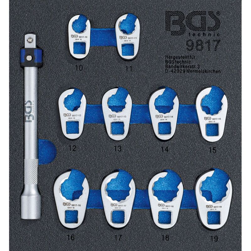 Bgs Garniture pour servante d'atelier 1/6 : Jeu de clés à ergots sw 10 - 19 mm 10 mm (3/8') 11pcs - 9817