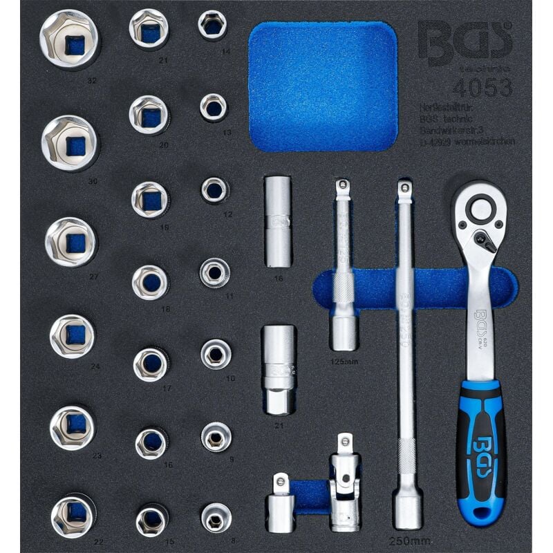 Insert de servante d'atelier 2/3 : Jeu de clé à douilles 12,5 mm (1/2) 27 pièces
