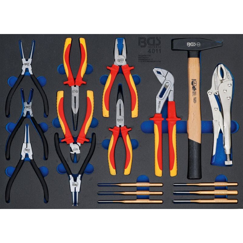 Insert de servante d'atelier 3/3 : Jeu de pinces, chasse-goupilles, marteaux 17 pièces