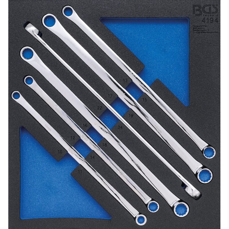 Insert de servante d'atelier 2/3: Jeu de clés polygonales doubles extra longues 10 x 11 - 22 x 24 mm 6 pièces