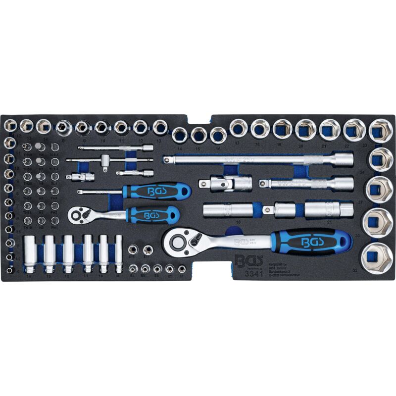 Insert pour art. 3312 : Jeu de douilles 12,5 mm (1/2') + 6,3 mm (1/4') 77 pièces