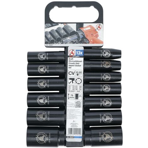 Bgs Technic – Jeu de 13 douilles à choc hexagonales 10-32 mm – Longues 1/2' – Acier chrome-vanadium – Résistance aux couples élevés