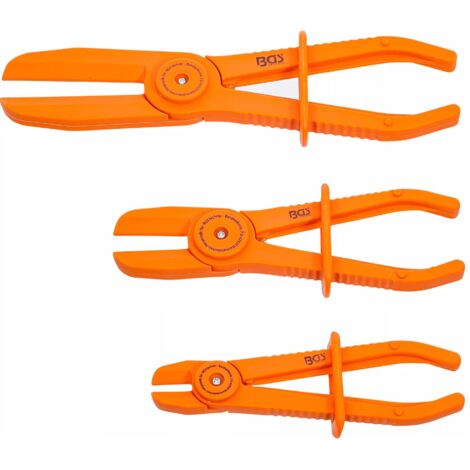 Bgs Technic – Jeu de 3 pinces de serrage pour tuyaux flexibles – Longueur 155/185/255 mm – Pour diamètres 3-45 mm – Verrouillables avec arrêt réglable