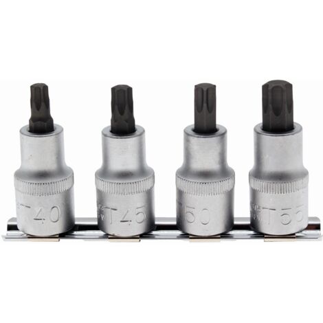 Bgs Technic – Jeu de 4 embouts mâles torx T40/T45/T50/T55 – Chrome vanadium – Carré 1/2 pour usage professionnel – Durabilité et résistance à l'usure