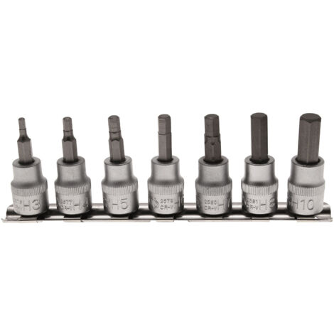 Bgs Technic – Jeu de 7 embouts 6 pans mâles 3/8 – Chrome vanadium – Dimensions : 3 à 10 mm – Pour travaux mécaniques intensifs