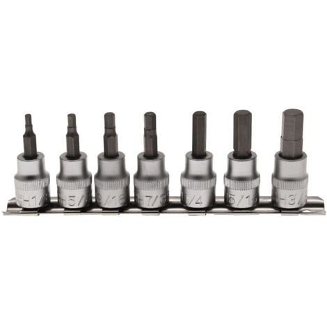 Bgs Technic – Jeu de 7 embouts mâles carré 3/8 en chrome vanadium – Côtes impériales 1/8 à 3/8 – Résistance à l'usure pour travaux mécaniques