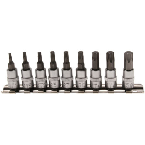 Bgs Technic – Jeu de 9 embouts torx chrome vanadium 1/4 – T10 à T50 – Pour vis à tête torx – Résistance à l'usure professionnelle