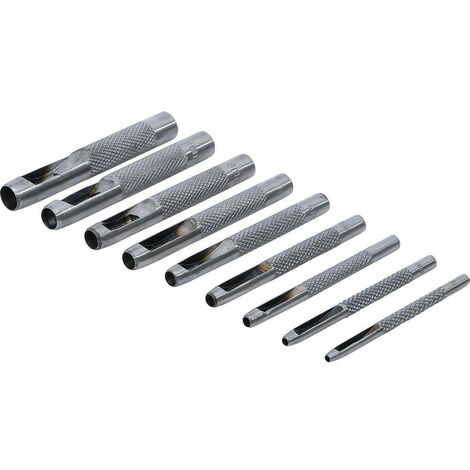 Bgs Technic – Kit de 9 emporte-pièces ronds 2,5 - 10 mm – Découpe précise pour cuir, caoutchouc, carton et papier – Rainure d'expulsion pour usage facile