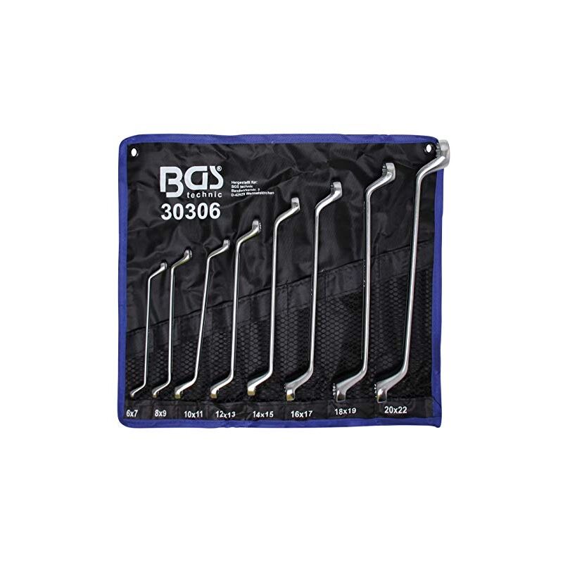 Bgs Technic - bgs 30306 jeu de clés à ½il doubles coudées 6 x 7 - 20 x 22 mm 8 pièces