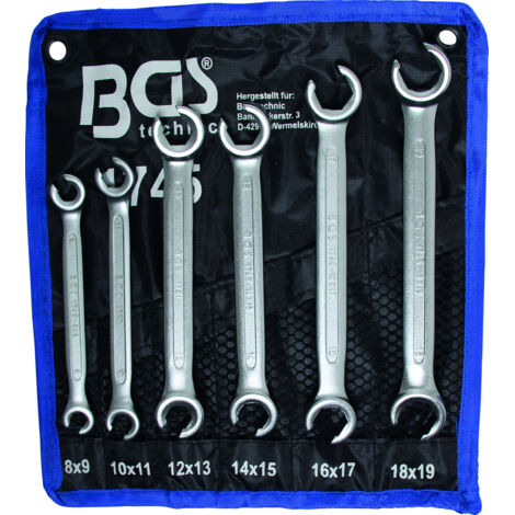 Bgs Technic – Jeu de clés à tuyauter 6 pans 8 à 19 mm – Finition chrome satiné résistante à la corrosion – Prise optimale sur écrous – Pour plomberie et hydraulique