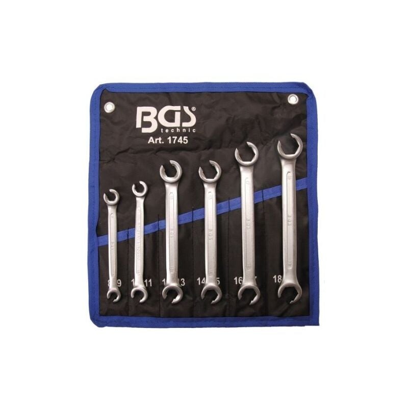 Jeu de clés ouvert de l'anneau, coudé, 6 pièces.