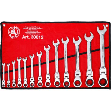 Bgs Technic – Jeu de clés mixtes à cliquet 13 pièces – Têtes flexibles 8-32 mm – Denture 72 dents – Angle d’actionnement 5°
