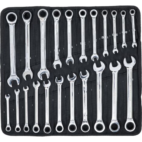 Bgs Technic – Jeu de clés mixtes à cliquet 22 pièces – Denture 72 dents – Angle de réglage 5° – Acier à outils chromé haute brillance