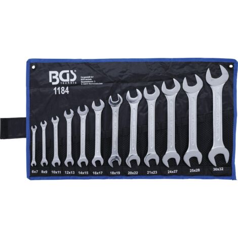 Bgs Technic – Jeu de clés à fourche 12 pièces – Acier au chrome-vanadium – Dimensions 6x7 à 30x32 mm – Pour mécanique – 1184