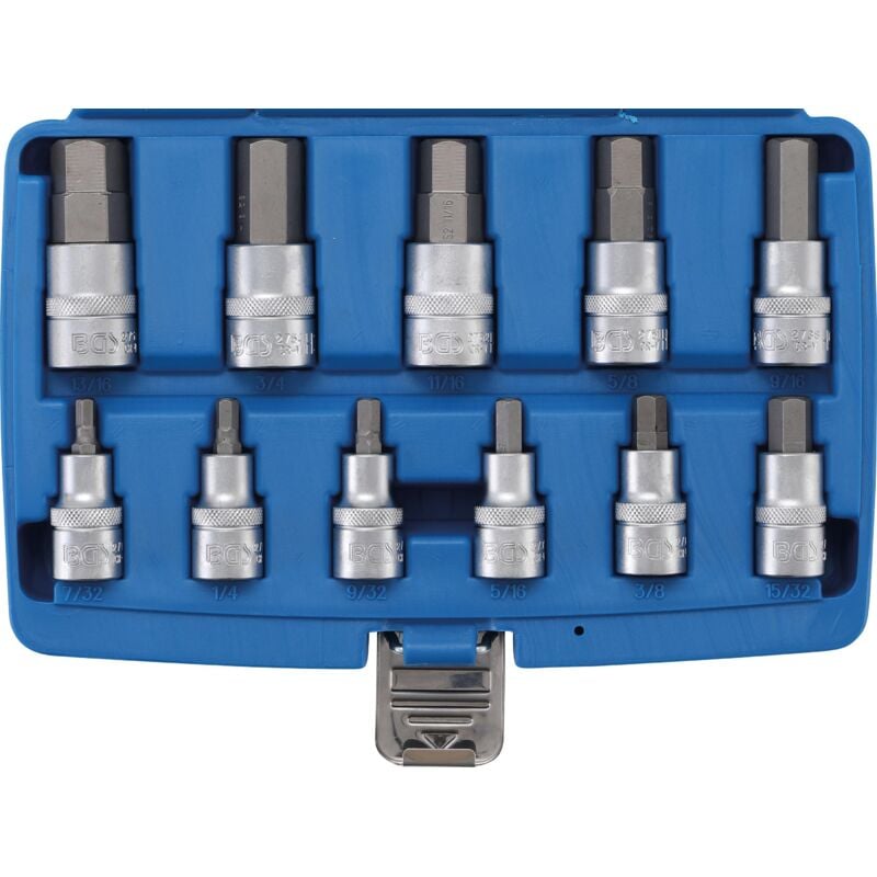 Jeu de douilles à embouts 12,5 mm (1/2') six pans intérieurs 7/32' - 13/16' en pouce 11 pièces