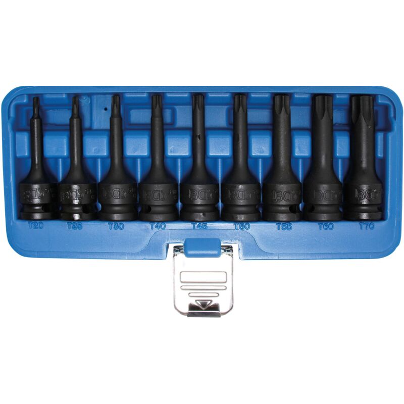 Jeu de douilles à embouts à choc 12,5 mm (1/2") Profil T (pour Torx) T20 - T70 9 pièces