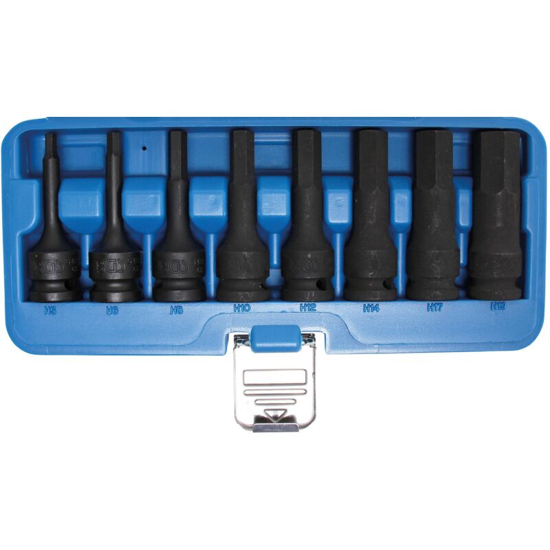 Jeu de douilles à embouts à choc 12,5 mm (1/2') six pans intérieurs 5 - 19 mm 8 pièces