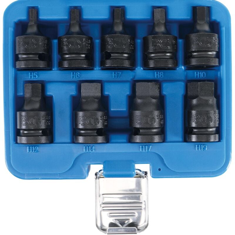 Jeu de douilles à embouts à choc 12,5 mm (1/2") six pans intérieurs 5 - 19 mm 9 pièces