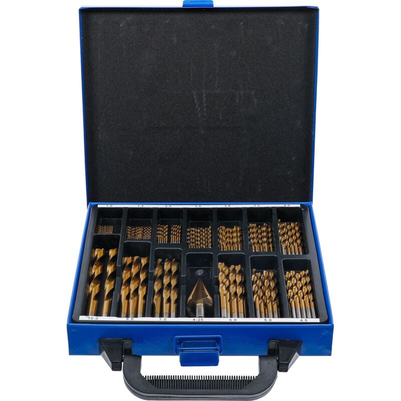 Bgs Technic - Jeu de forets à étages hss traitement au nitrure de titane 1 - 10 mm 119 pièces