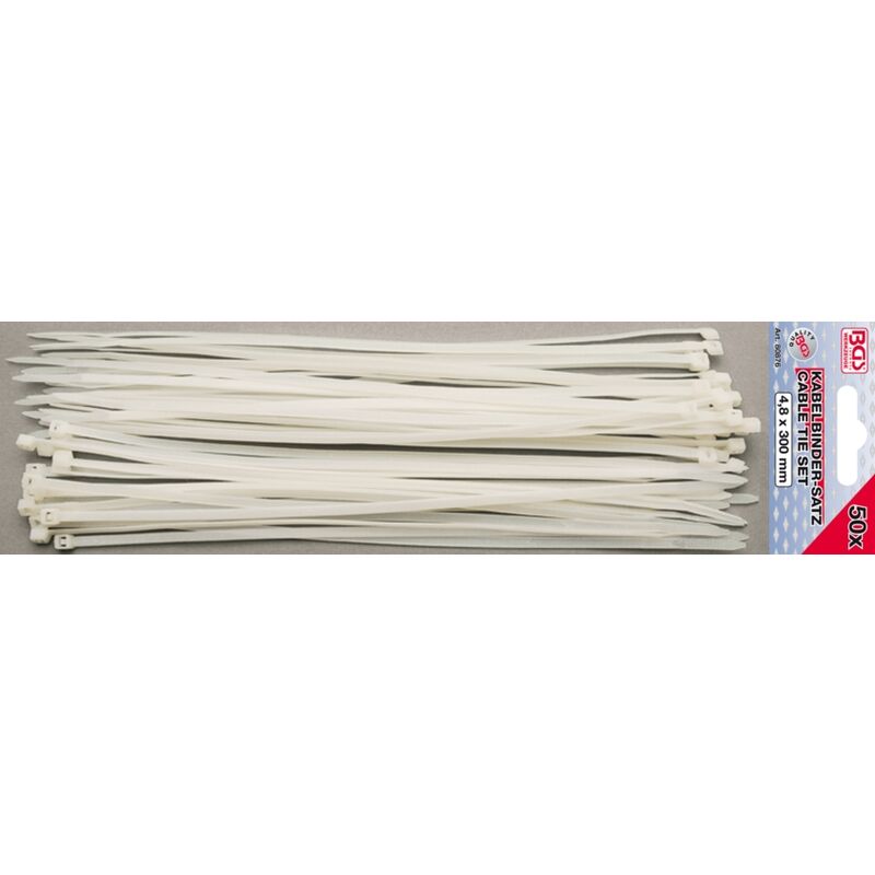 

Bgs 80876 | Surtido De Bridas | Blancos | 4,8 X 300 Mm | 50 Piezas