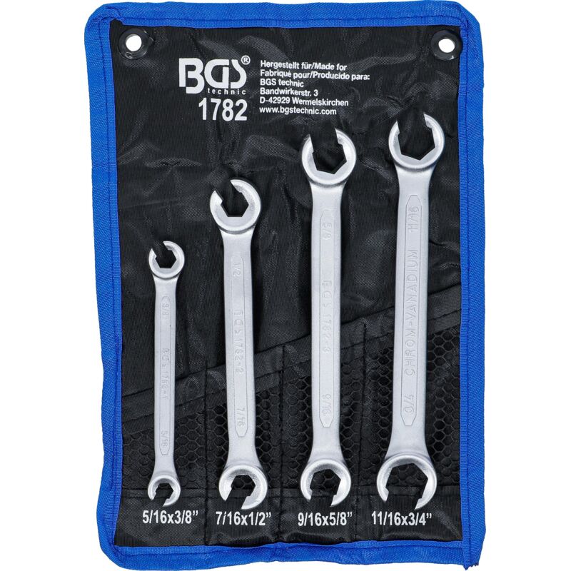 Bgs Technic - Juego de llaves de estrella dobles abiertas medidas en pulgadas 4 piezas