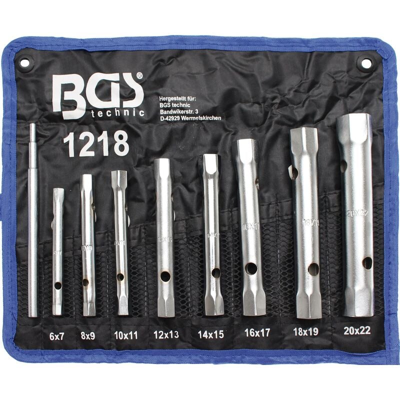 

Juego de llaves de tubo | SW 6 x 7 - 20 x 22 mm | 9 piezas - Bgs Technic