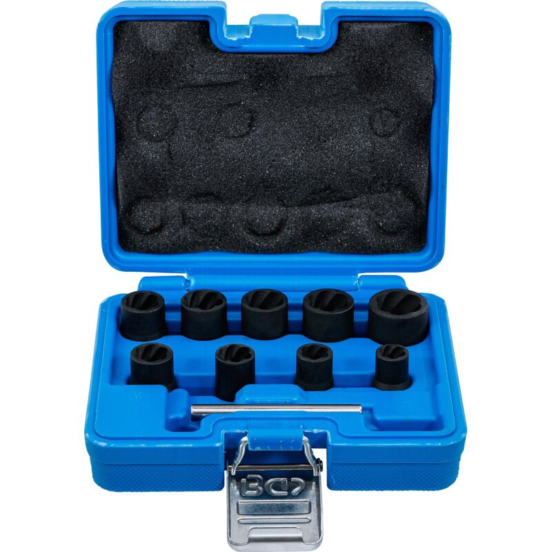

Juego de llaves de vaso de perfil en espiral/ extractores de tornillos | entrada 10 mm (3/8') | 10 - 19 mm | 10 piezas - Bgs Technic