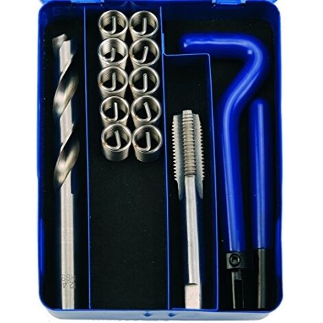 Bgs Technic – Kit de réparation de filetage M12 x 1,25 14 pièces – Tarauds HSS-G et forets – Cassette métallique robuste – 1959