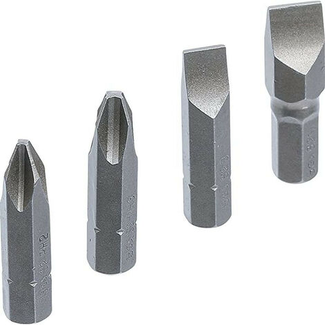 Bgs Technic – Lot de 4 embouts pour visseuse 1/2 – 2 embouts plats 8mm et 10mm – 2 embouts cruciformes PH2 et PH3 – Compatible avec tournevis à impact