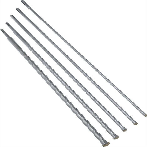 Bgs Technic – Lot de 5 forets béton SDS+ extra longs 600 mm – Diamètres Ø 8/10/12/16/20 mm – Pour perçage béton et maçonnerie