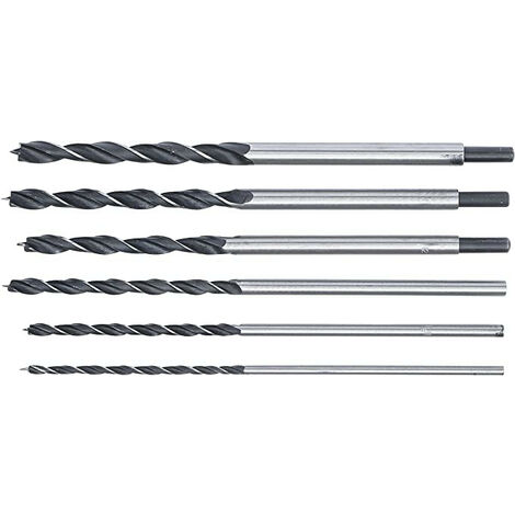 Bgs Technic – Lot de 6 mèches à bois extra longues 300 mm – Queue réduite 10 mm – Diamètres 6 à 14 mm – Pour perçage précis dans bois dur