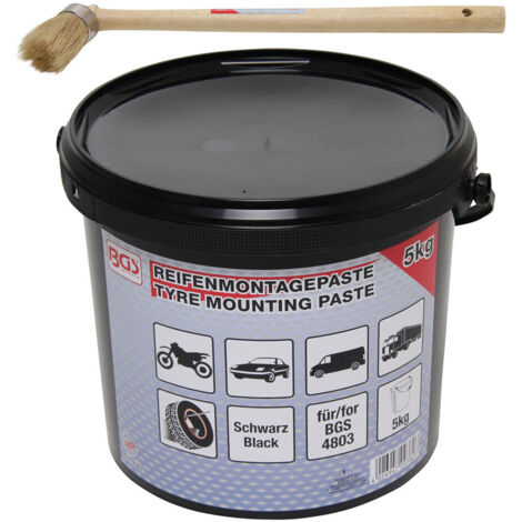 Bgs Technic – Lot de pâte de montage pneu 5 kg – Brosse pinceau Ø 30 mm – Propriétés de glisse élevées – Application rapide et efficace