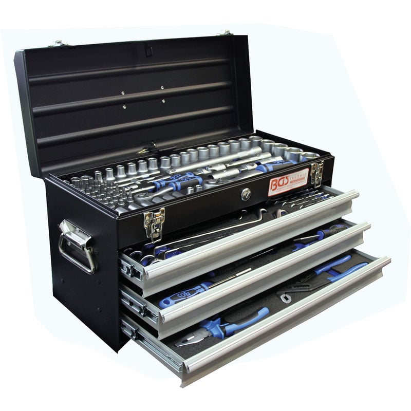 BGS technic Metall-Werkzeugkoffer | 3 Schubladen | mit 143 Werkzeugen