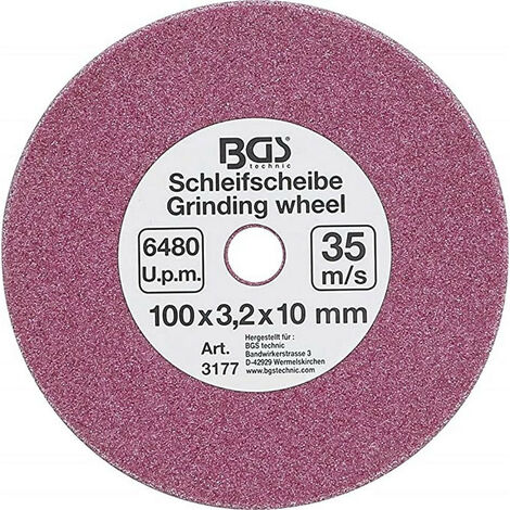 Bgs Technic – Meule à touret 100mm – Diamètre d'alésage 10mm – Grain 3.2 pour affûtage chaîne tronçonneuse – Performance optimale