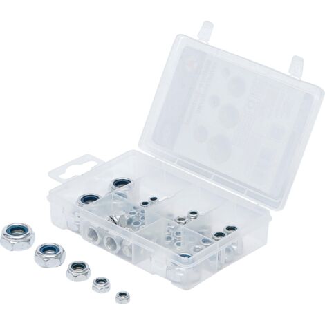 BGS TECHNIC Muttern-Sortiment 88144, selbstsichernd, metrisch M4 - M12, 53-tlg.